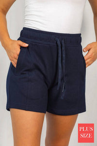 White Birch - High Rise Drawstring Shorts - Plus