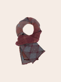 V. FRAAS Women's Geo Metallic Plisse Scarf in denim dust - women's scarf - detail view