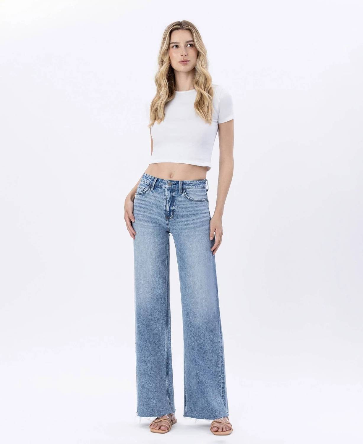 Flying Monkey - High Rise Raw Hem Jeans