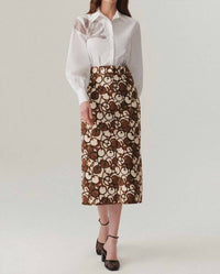 Exquise - Ayla Cotton Shirt With Floral Stitch Detailing