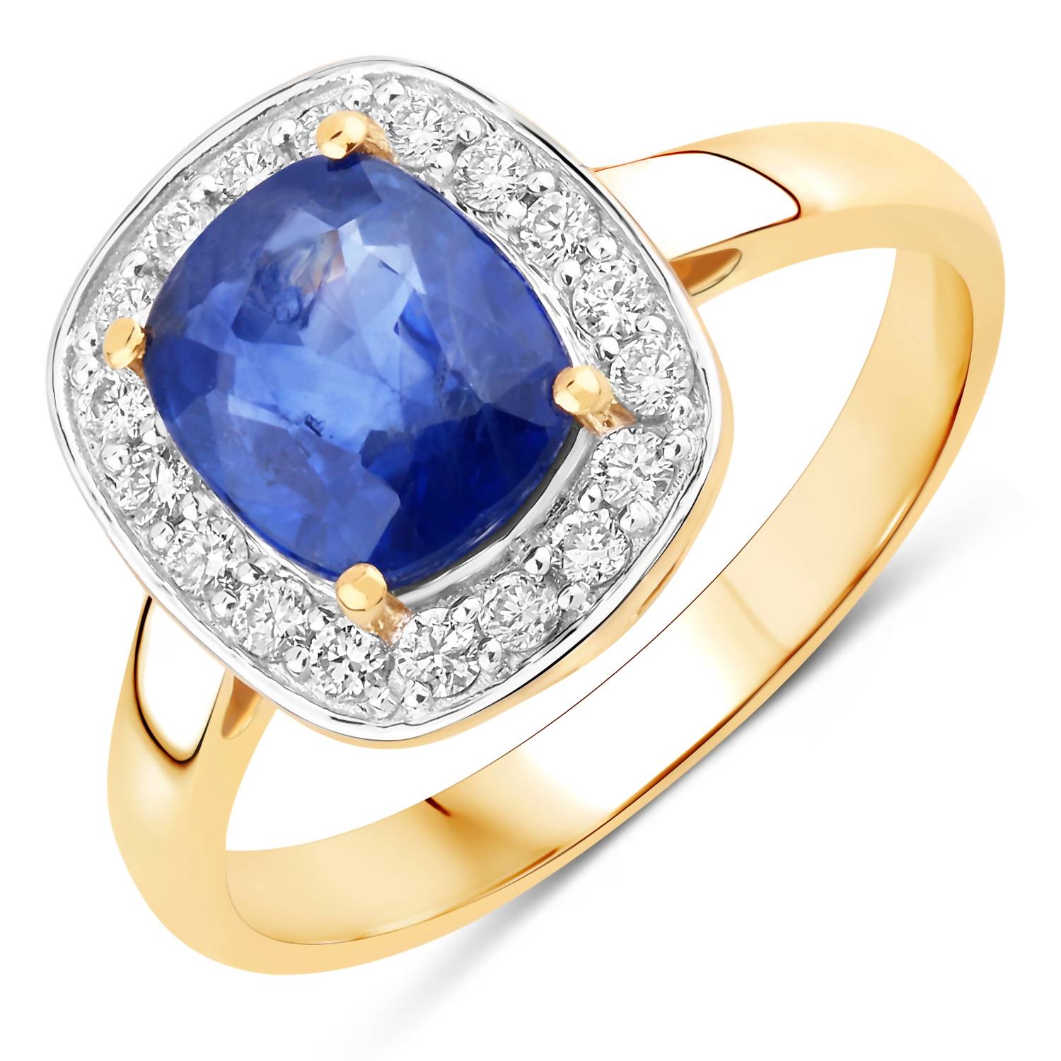 Diana M Jewels Women's Cushion Natural Sapphire Fashion Ring (2.40 Ct) - Classic Plus in 18k yellow gold - women's jewelry