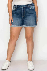 Artemis Vintage High Rise Stretch Midi Cuff Short - Plus in dark blue - women's shorts - view 5