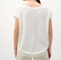 Joseph Ribkoff Women's Embroidered Top in vanilla - women's blouse - alternate view