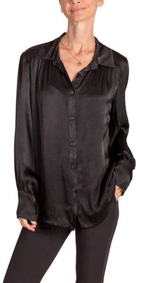 GIGI MODA Gia Satin Top in black - women's shirt