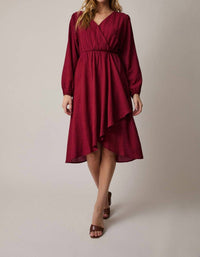Gilli - SURPLICE LONG SLEEVE FLARE HEM MIDI DRESS