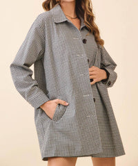 Tcec - Gingham Button Down Oversized Fit Jacket