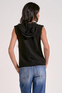 Elan - Irene Sleeveless Zip Up Sweater Vest Hoodie