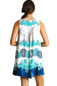 Umgee - Floral Crossed Neck Sleeveless Dress