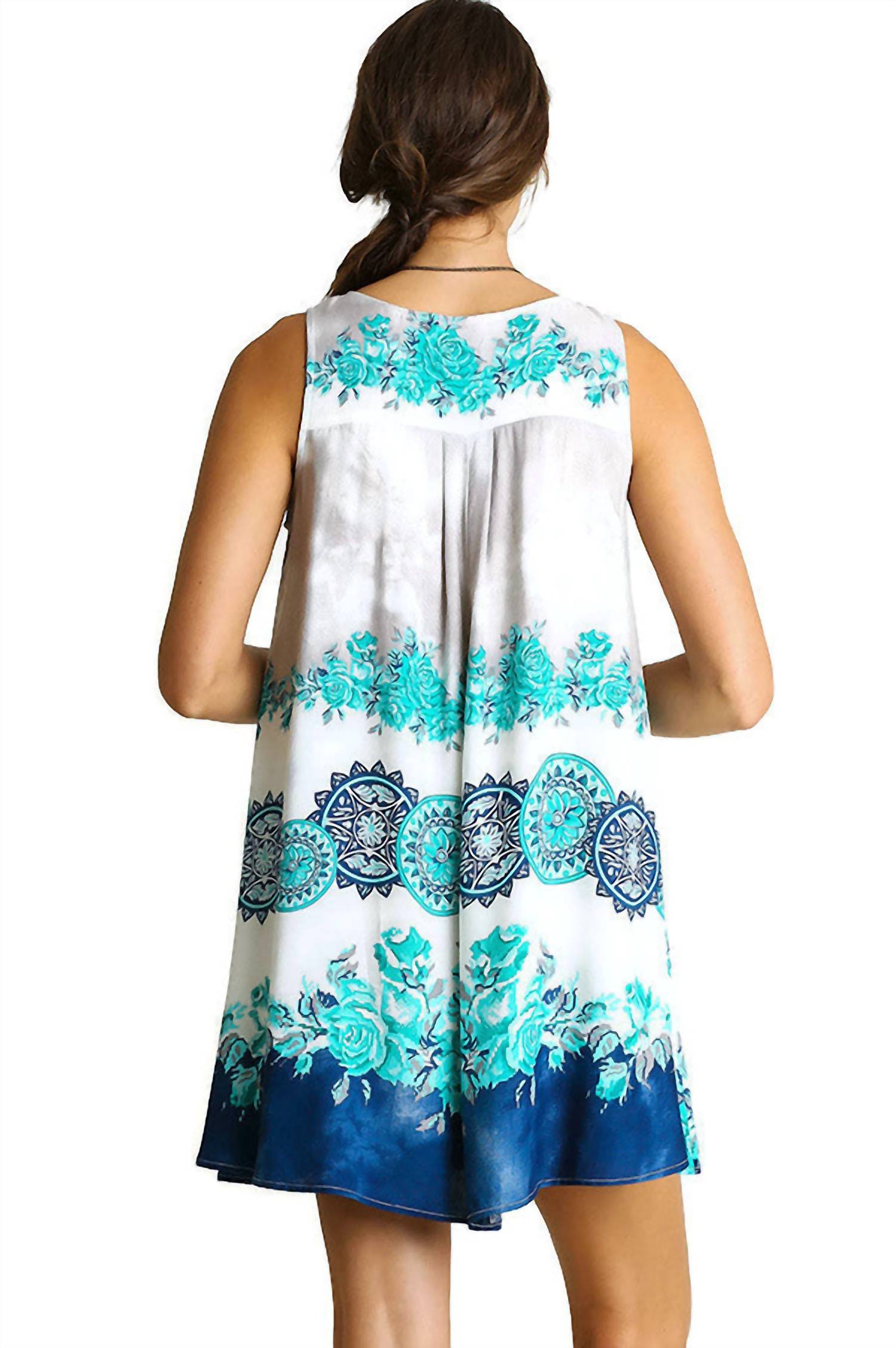 Umgee - Floral Crossed Neck Sleeveless Dress