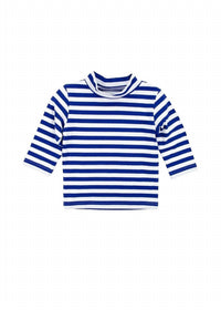 Florence Eiseman Kid's Stripe Mock Turtleneck Top in royal blue white - kids' long sleeve top