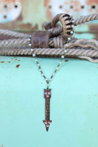 Pink Panache Women's Pearl Chain Linked Fearless Stamped Arrow Necklace in multi - women's jewelry