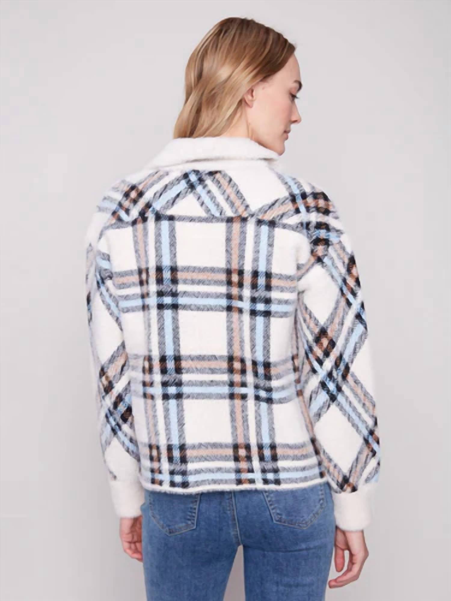 Charlie B - Short Plaid Knit Jacket
