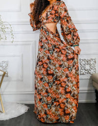 Surelymine - Floral Scent Cut Out Maxi Dress