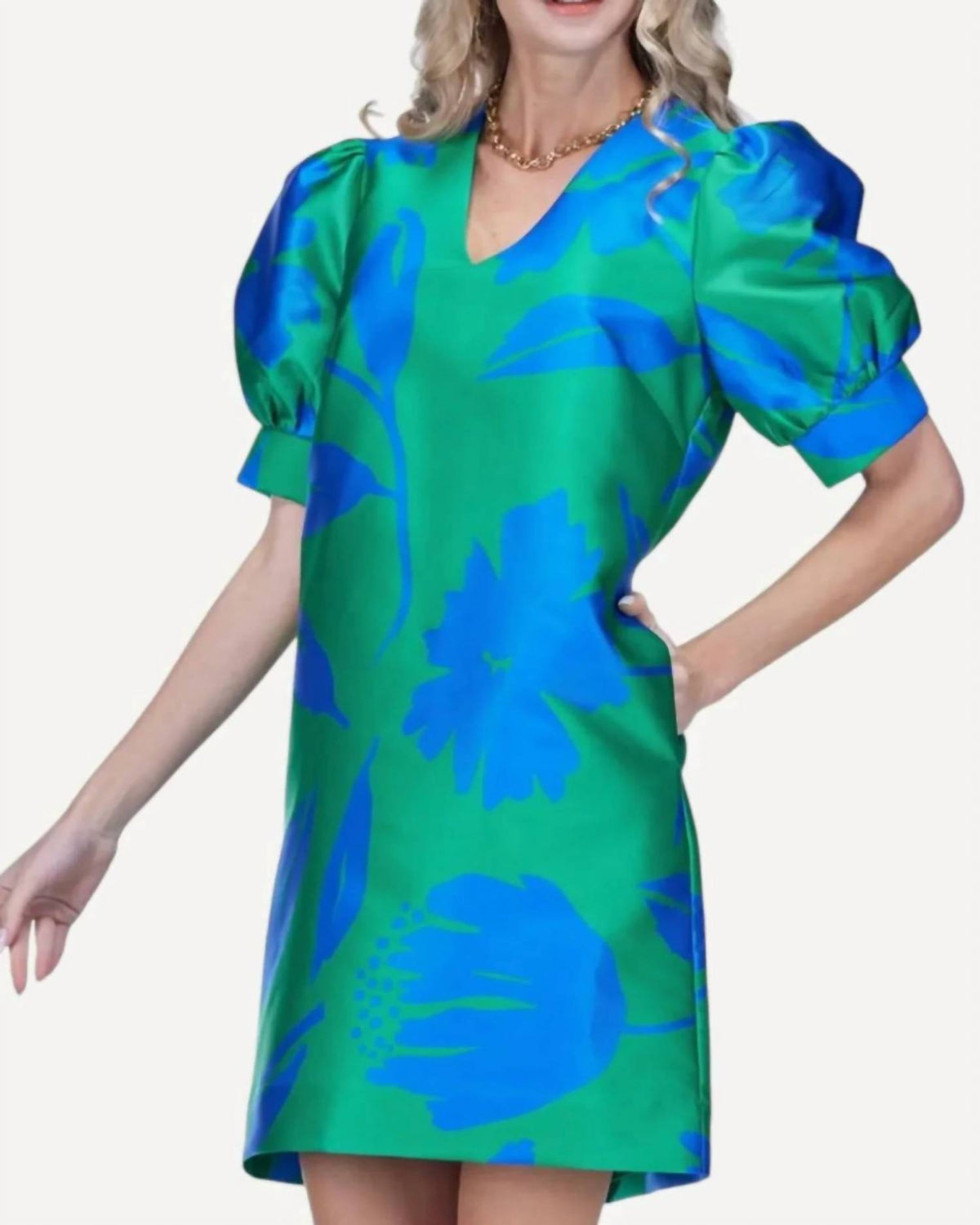 Jade - V-NECK PUFF SLEEVE DRESS