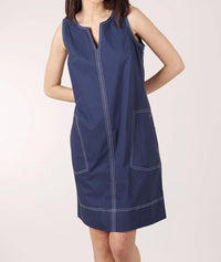 habitat Sleeveless V Neck Shift Dress in navy - women's dress