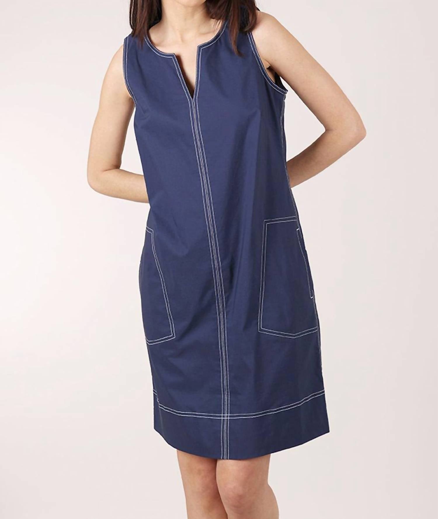 habitat Sleeveless V Neck Shift Dress in navy - women's dress