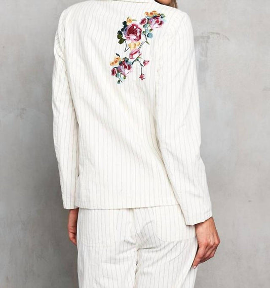 Paparazzi - Women's Embroidered Pin Stripe Blazer