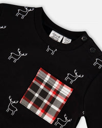 Deux Par Deux - Deer Fleece Top & Plaid Pant Set