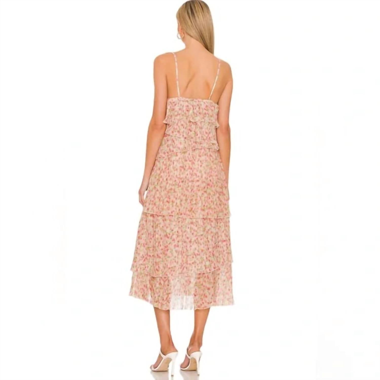 Something Navy - Floral Pleated Tiered Dress