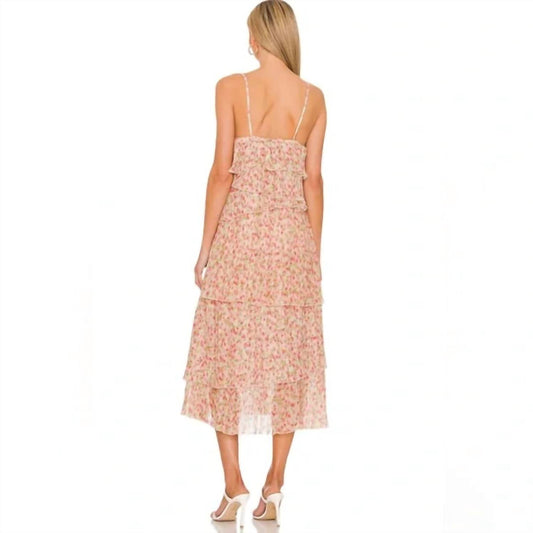 Something Navy - Floral Pleated Tiered Dress