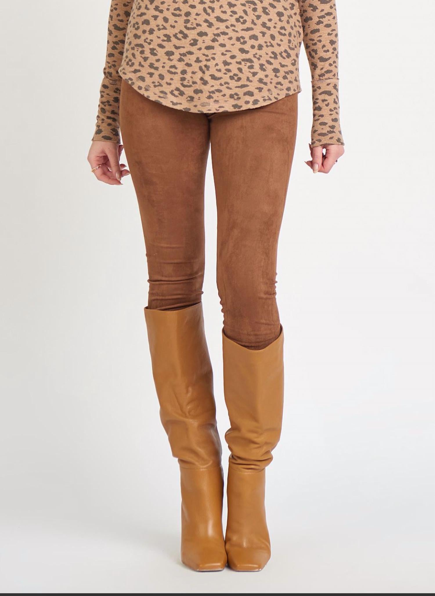 Dex Faux Suede Leggings in camel - women's pants