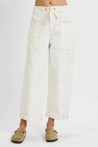 Risen - High Rise Crop Wide Leg Cargo Jeans