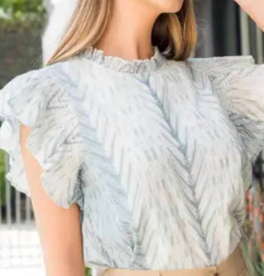 Thml - CHEVRON RUFFLE SLEEVE BLOUSE