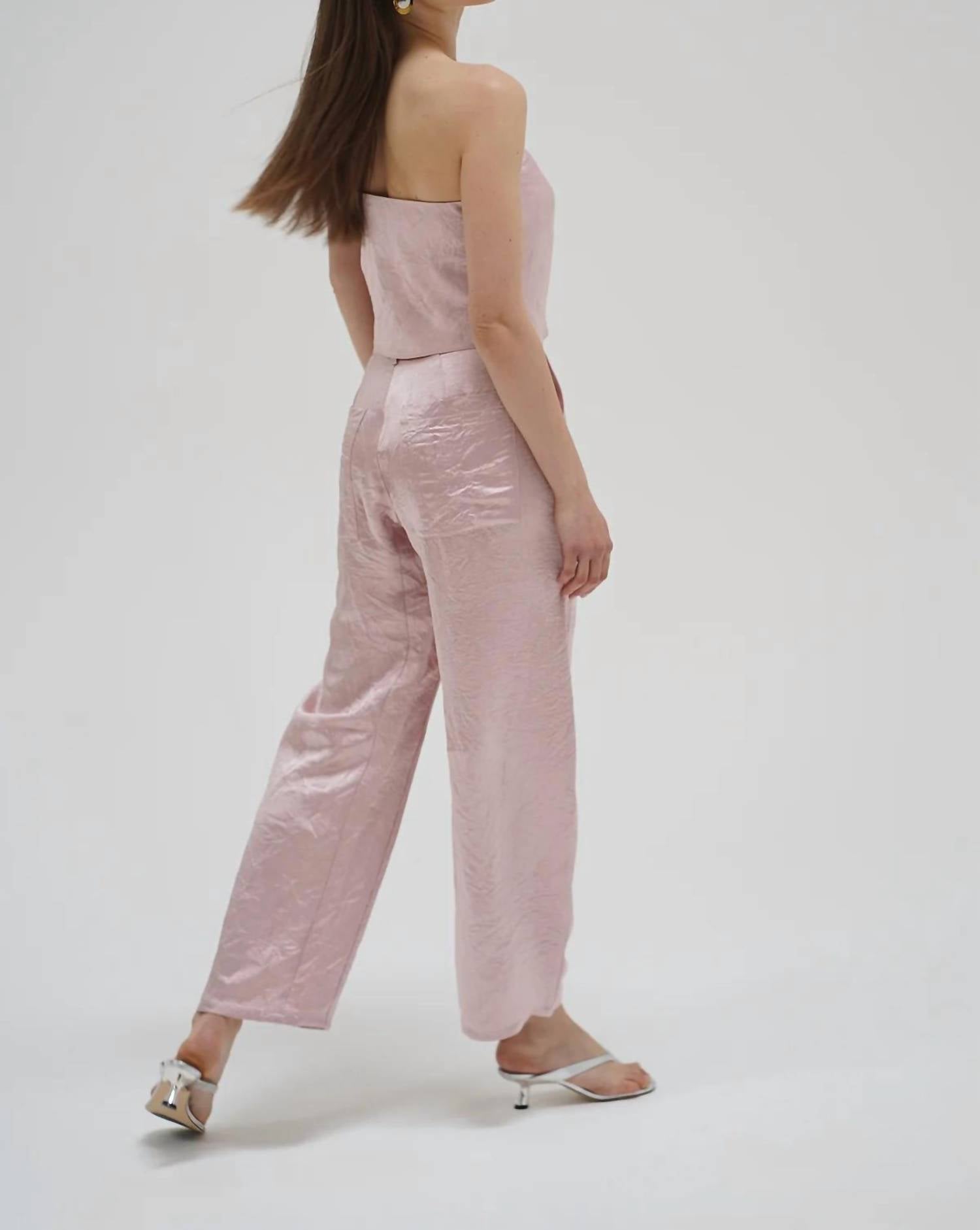 LNA Kait Shine Pant in rosewater - women's pants - view 4