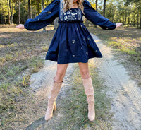 MABLE So Long October Embroidered Mini Dress in blue - women's dress - view 4