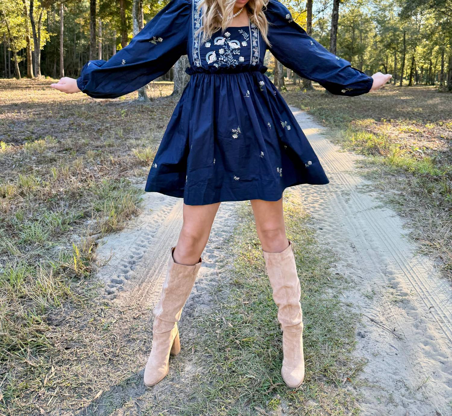 MABLE So Long October Embroidered Mini Dress in blue - women's dress - view 4