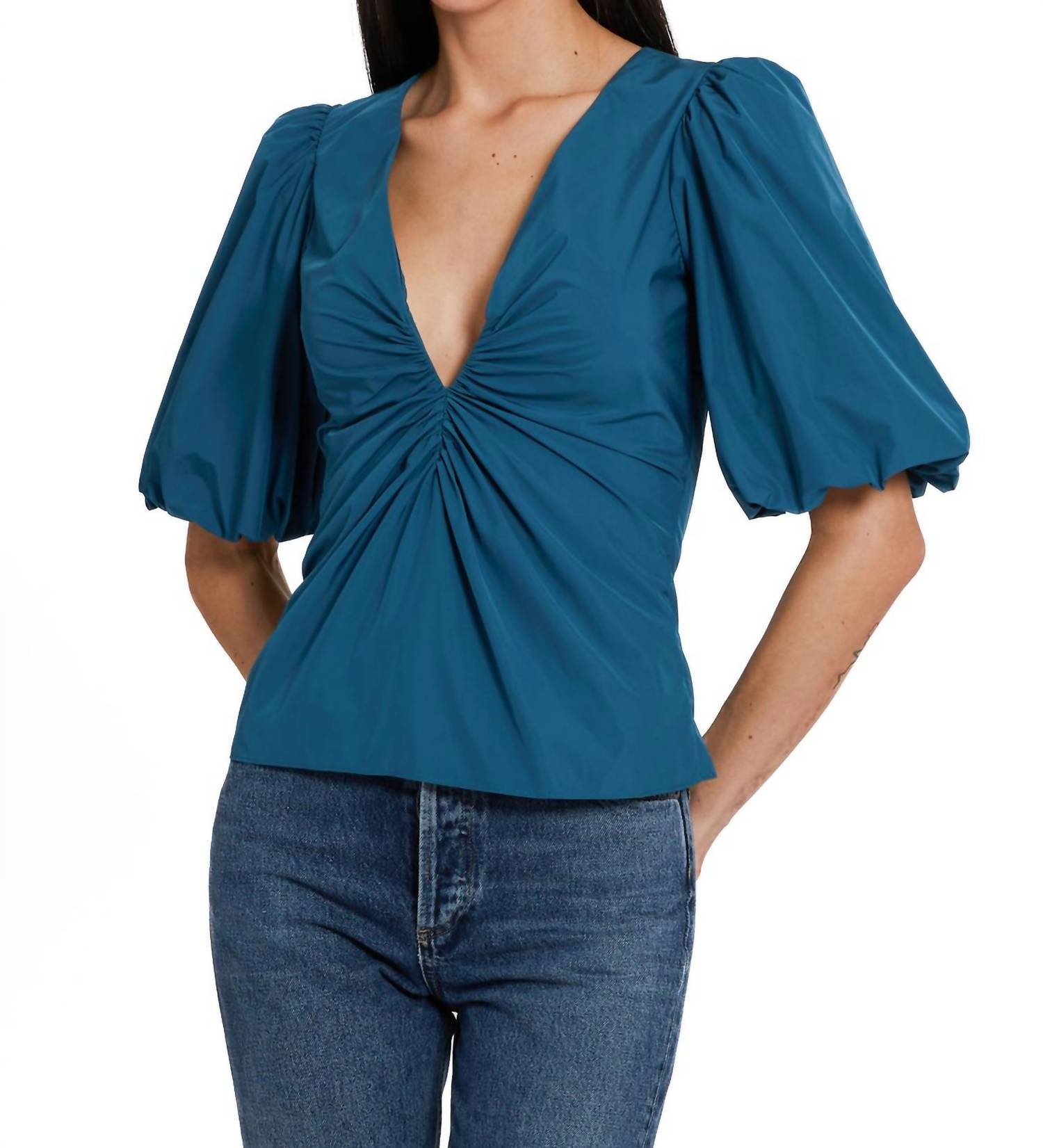 Amanda Uprichard Neveah Top in teal - women's blouse