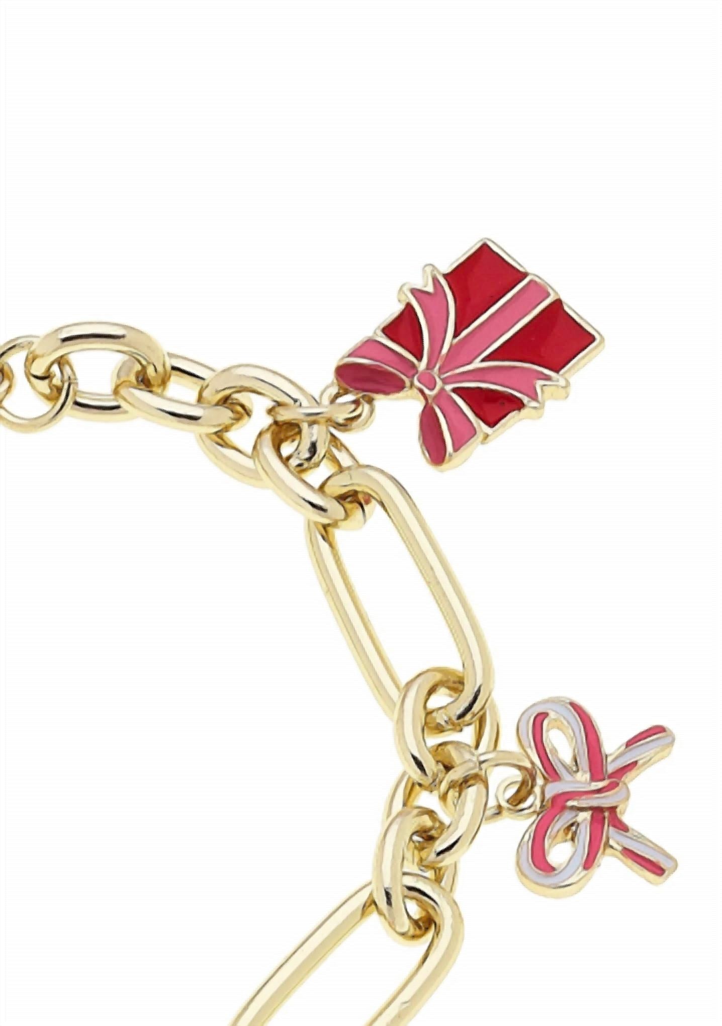 CANVAS Style Women's Christmas Cheer Enamel Charm Bracelet in red pink white - women's jewelry - detail view