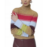 Central Park West Marley Ribbed Gradient Stripe T-neck Sweater in multi - women's sweater - view 4
