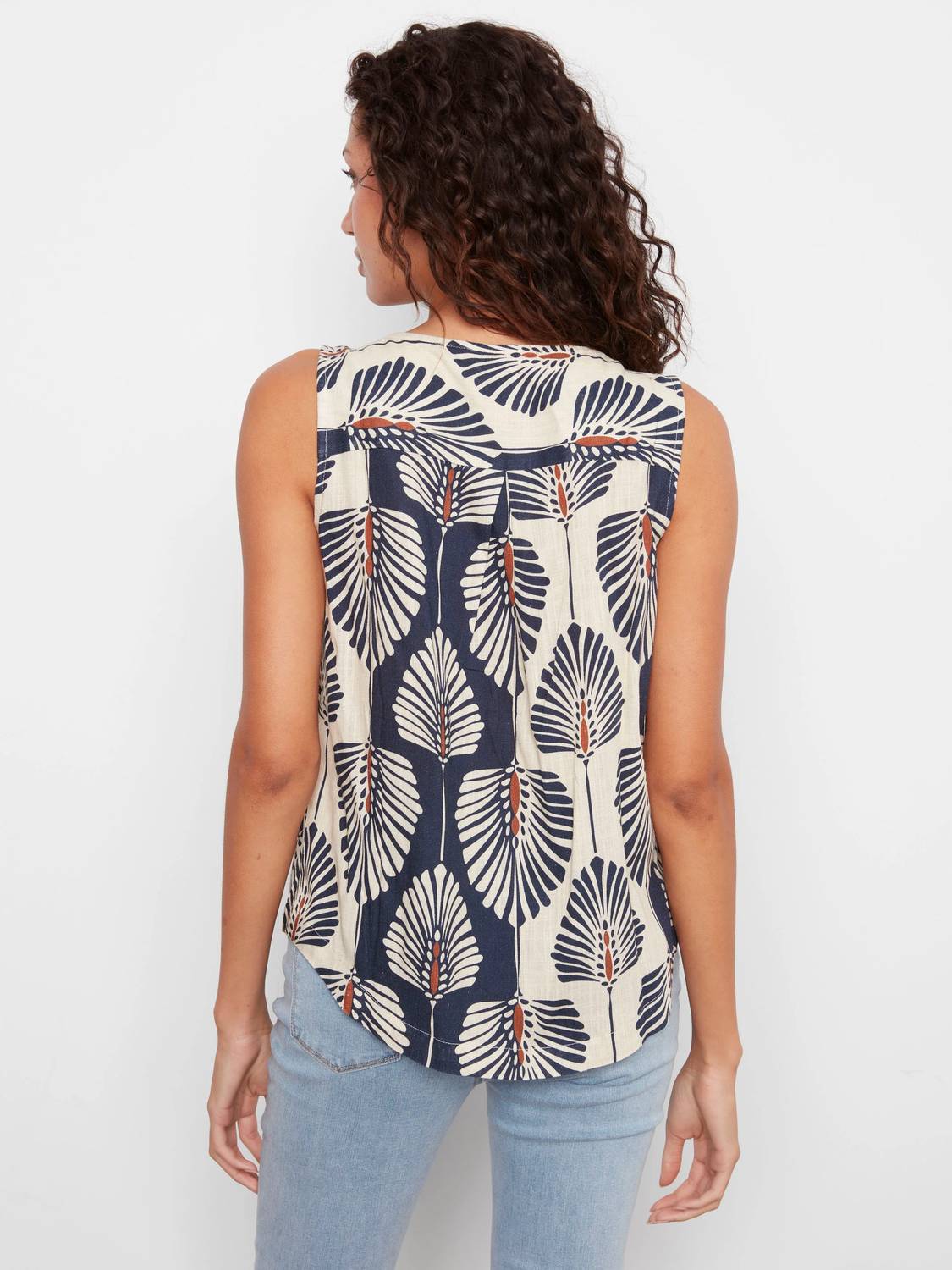 Charlie B - Sleeveless Linen Round Hem Blouse