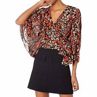 ASTR Imogen Top in red gold leopard - women's blouse - detail view