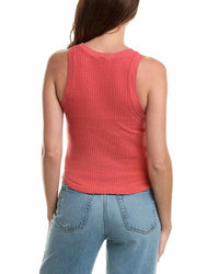 PROJECT SOCIAL T Suki Scoop Neck Rib Tank Top in red - women's tank top - detail view