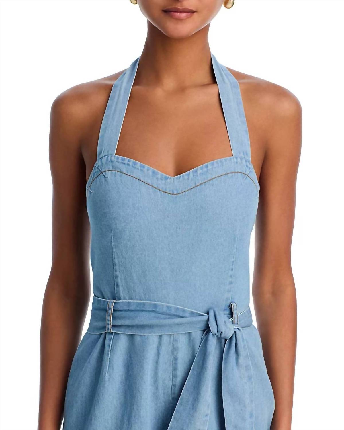 STEVE MADDEN Artie Wide Leg Jumpsuit in bijou blue - women's pants - alternate view