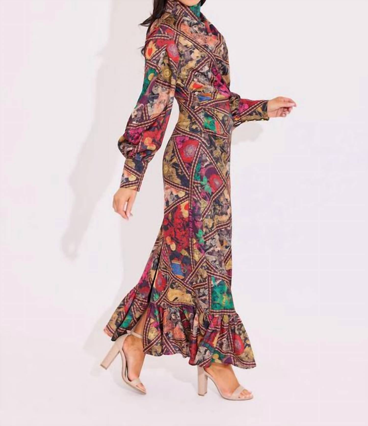 Alden Adair Parker Mock Neck Maxi Dress in royalty - women's dress - alternate view