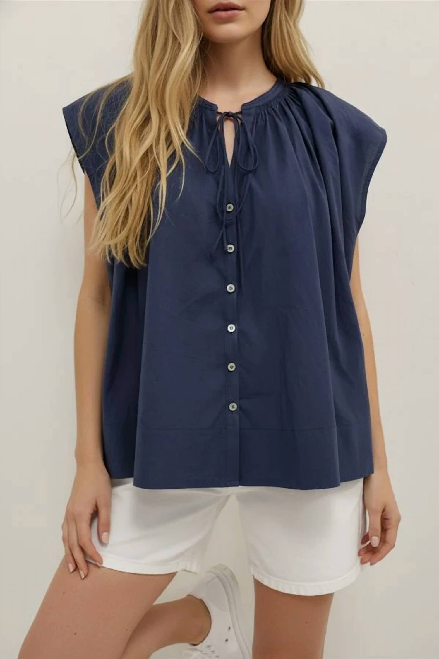 Pinch - Tie Neck Blouse