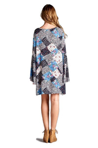 Velzera - Floral Patchwork Print Mini Dress