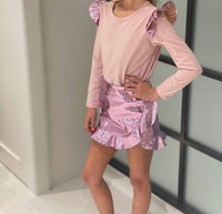 Kids Metallic Ruffle Top