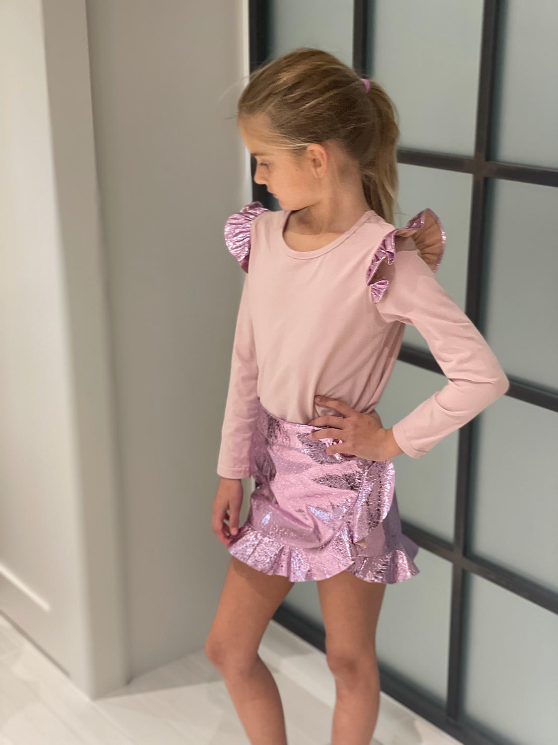 Kids Metallic Ruffle Top