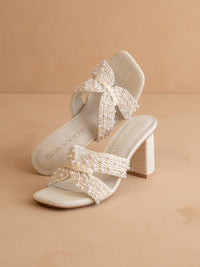 Oasis Society - Women's Tiara Pearl Embroidered Raffia Block Heel