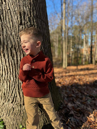 ME & HENRY Kid's Long Sleeve Cable Sweater in red - kids' sweater