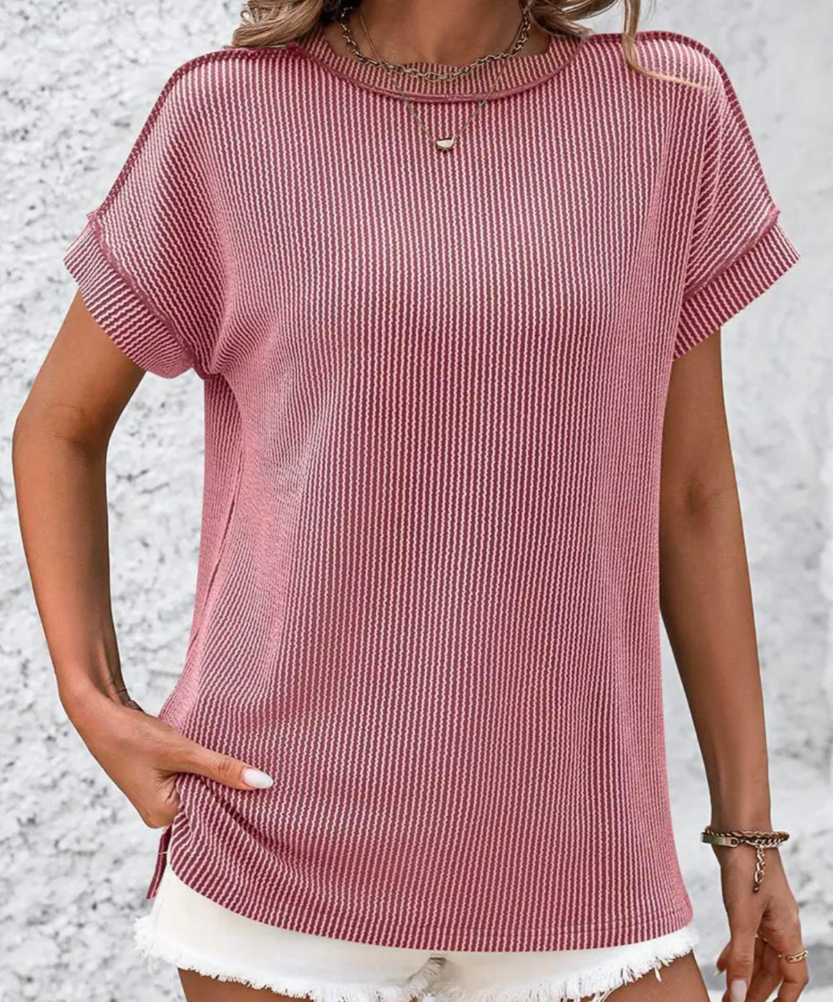 Unknown - Short Sleeve Ribbed T Shirt