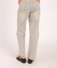 Heyson - Polka Dot High-waisted Straight Leg Jeans