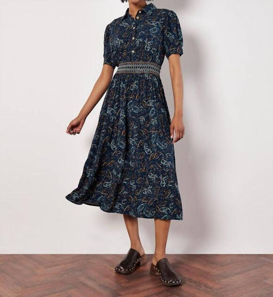 Apricot - Paisley Smock Tiered Shirt Midi Dress