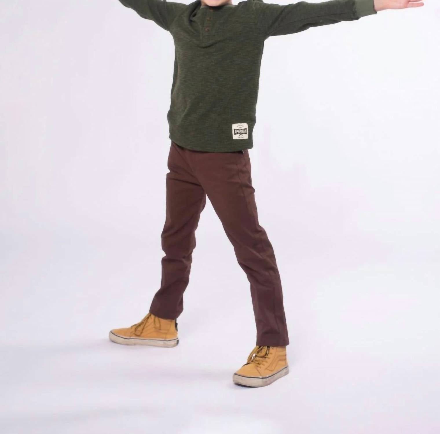 Appaman Craftsman Thermal Henley Top in dark olive - kids' shirt