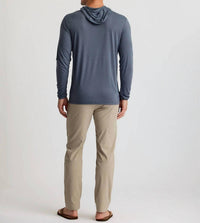 FREE FLY Bamboo Lightweight Hoodie in storm cloud - men's shirt - detail view