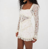 for Love & Lemons Cleo Mini Dress in white - women's dress - detail view